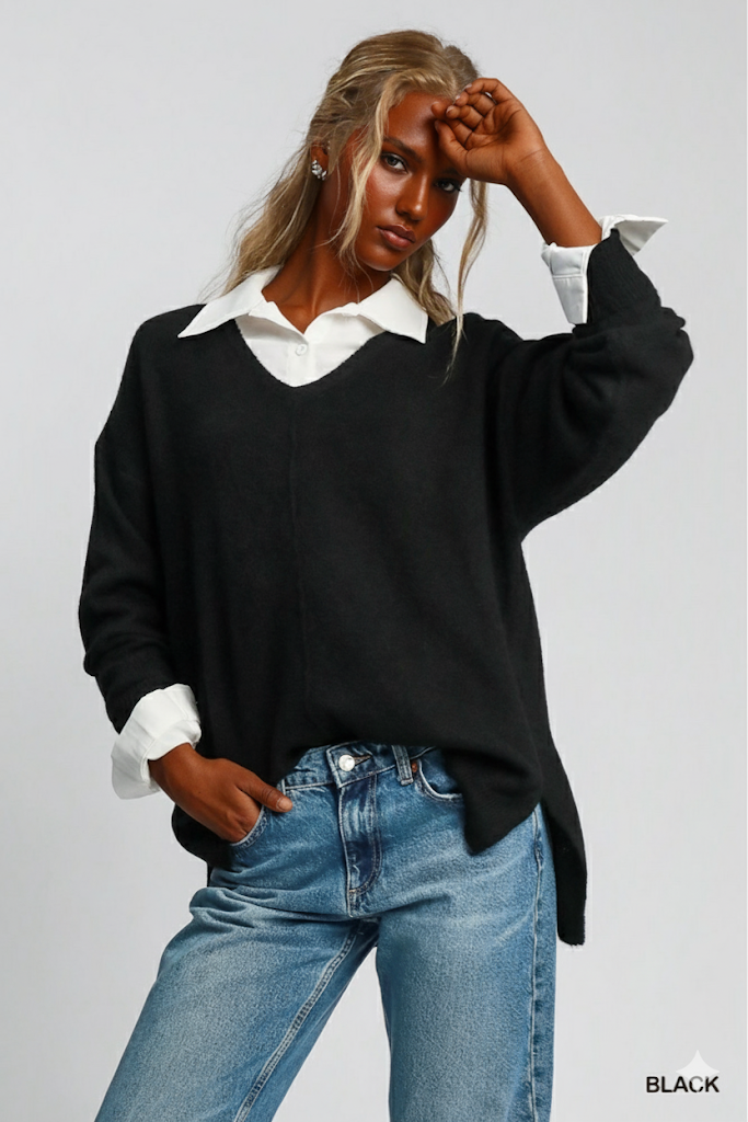 Umgee Wool Blended Pullover Sweater