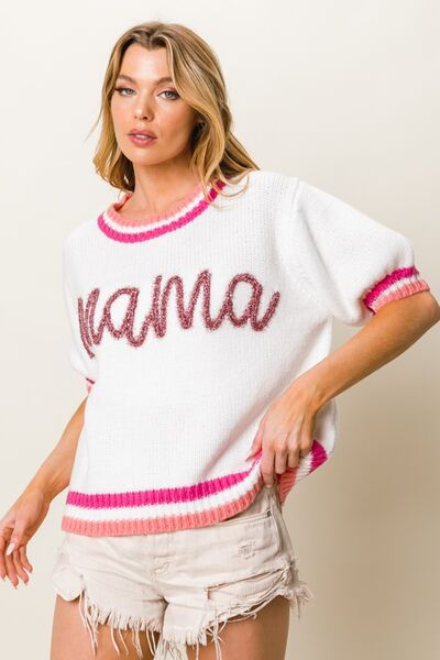 MAMA  Short Sleeve Sweater