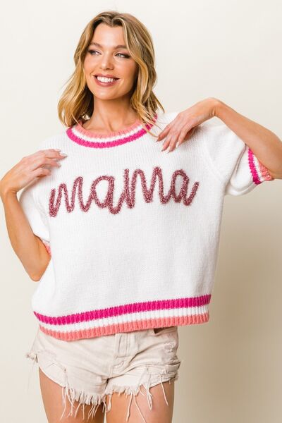 MAMA  Short Sleeve Sweater