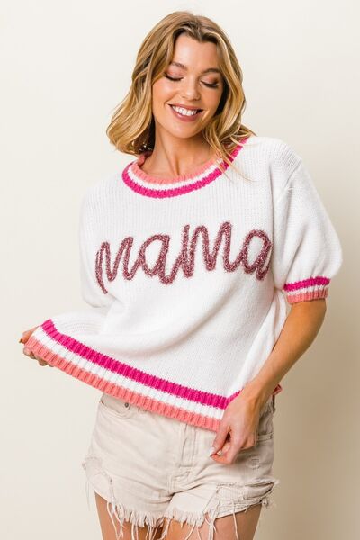 MAMA  Short Sleeve Sweater