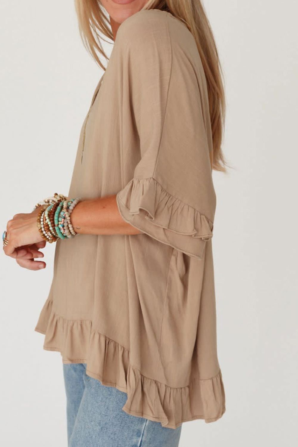 Ruffled V-Neck Blouse