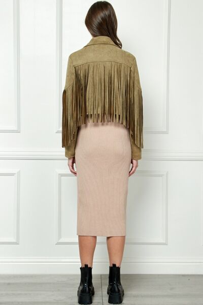 Suede Fringe Moto Jacket