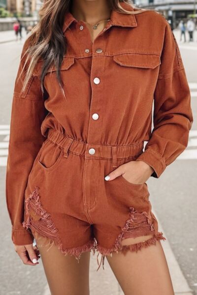 Distressed Snap Down Romper