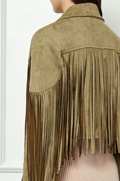 Suede Fringe Moto Jacket