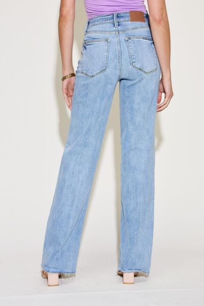 V Front Waistband Straight Jeans